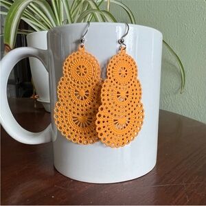 NWT Orange Filigree Boho Style Dangle Earrings